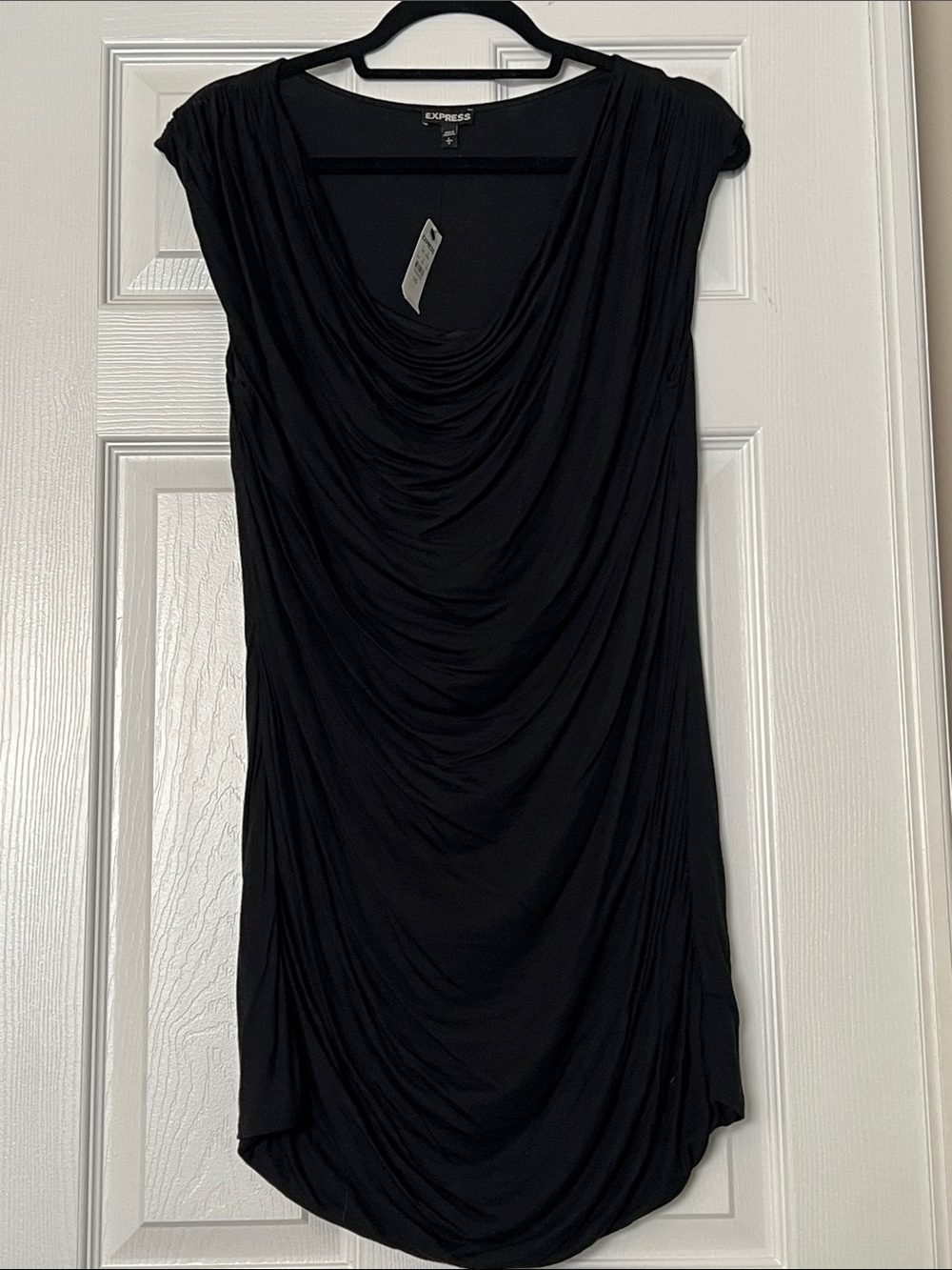 Express Black Draped Cowl Neck Tunic Dress